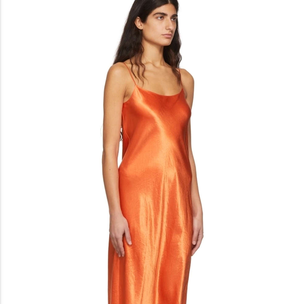 Vince Radiant Orange Midi Dress, Size Small, NWT, Retail $295
